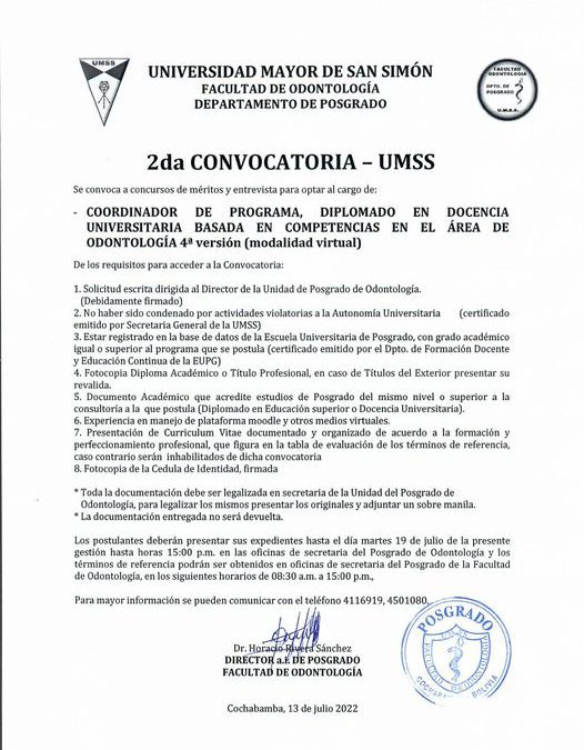 Convocatoria coordinador de programa